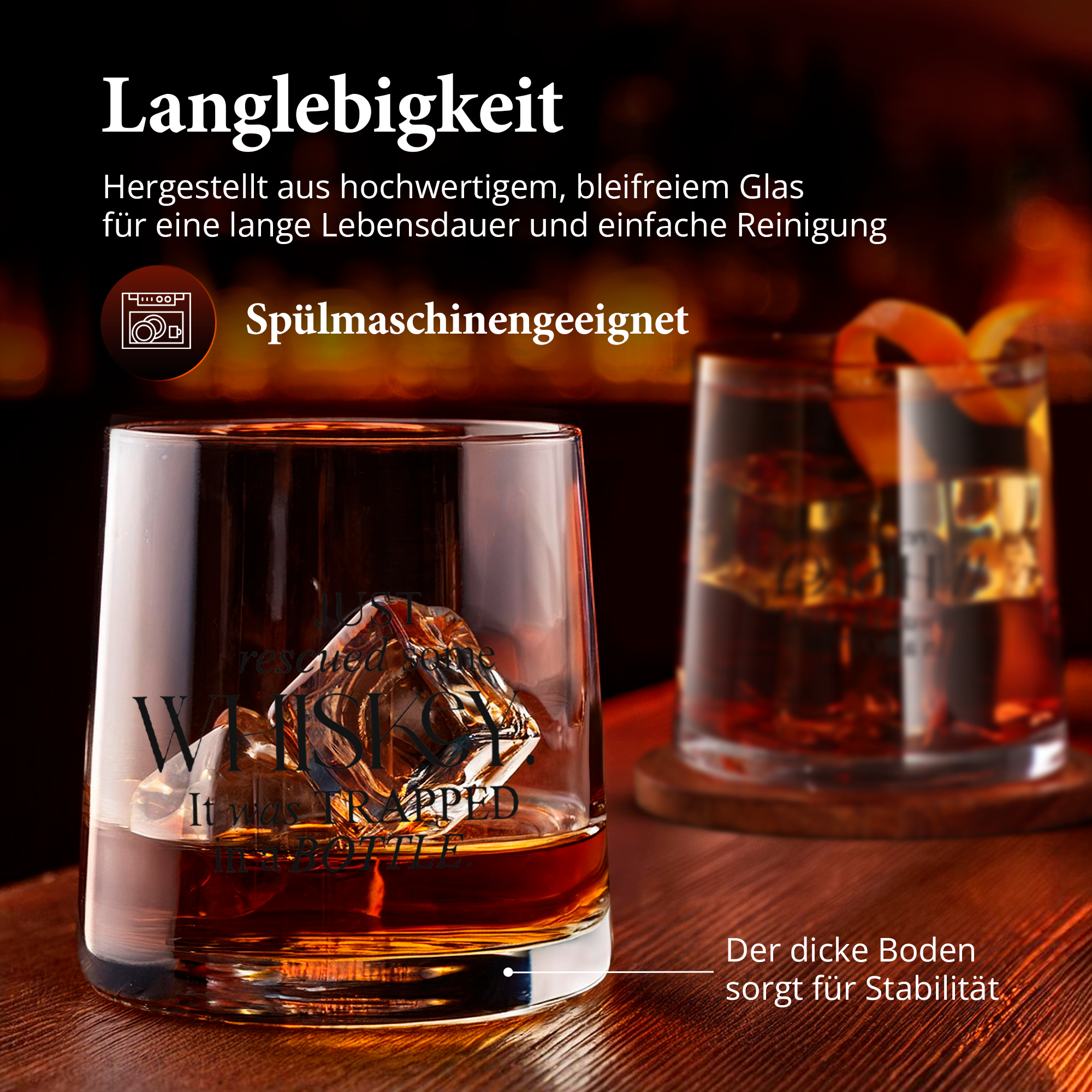 Whiskey Gläser - 2er Geschenkset mit Sprüchen (2 x 350 ml)