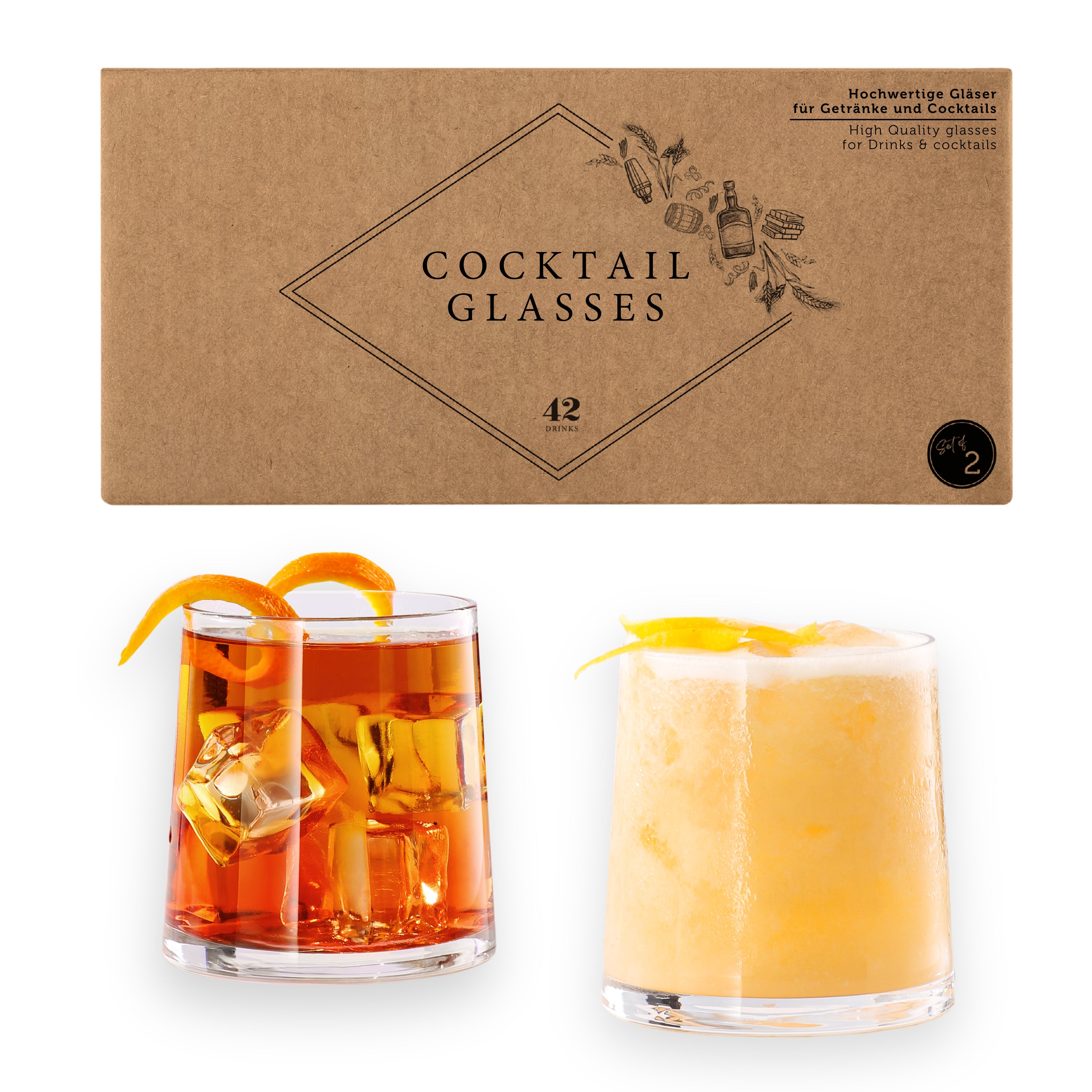 Cocktail Gläser - 2er Geschenkset (2 x 350 ml)