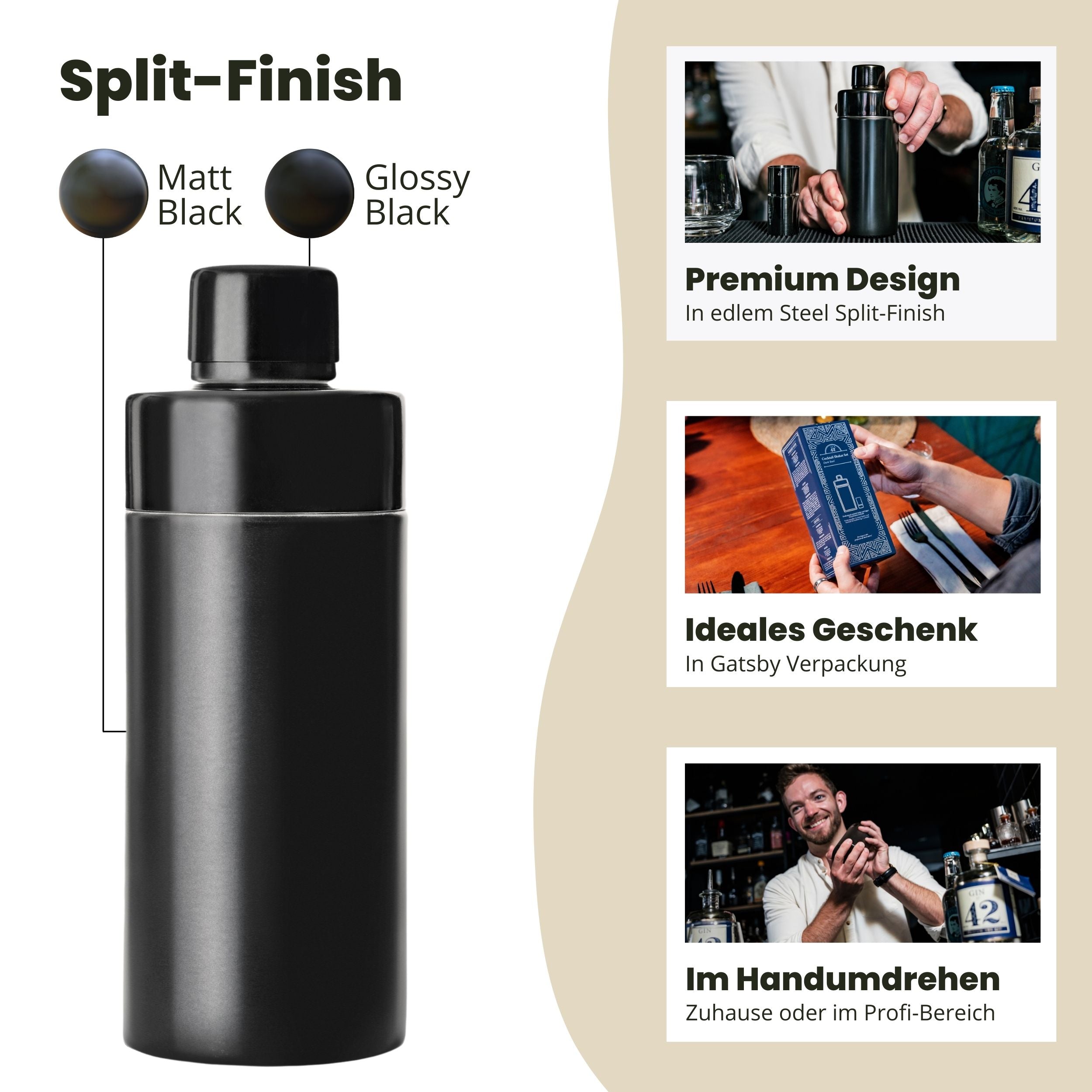 Cocktail Shaker Set - Dark Steel - 500 ml