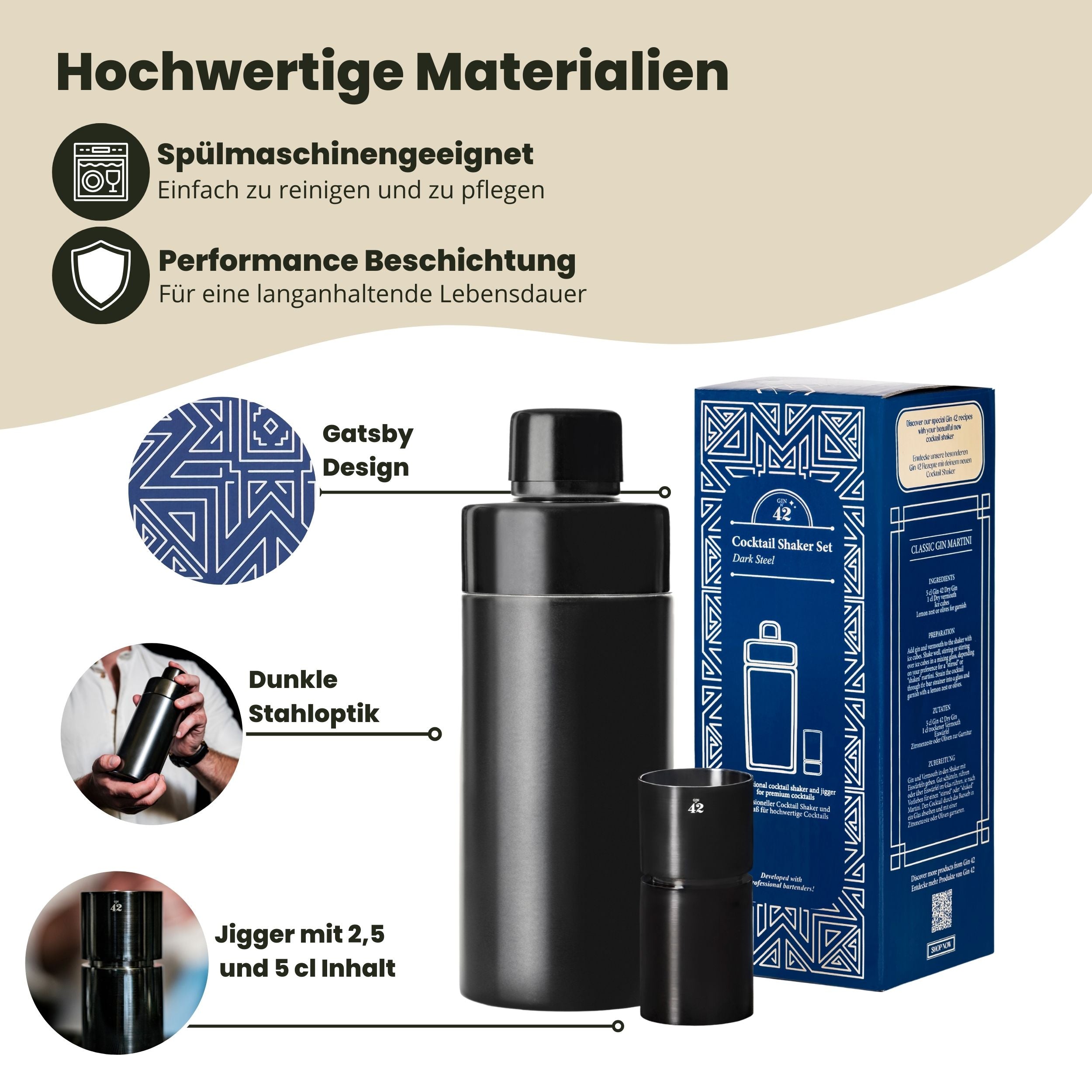 Cocktail Shaker Set - Dark Steel - 500 ml