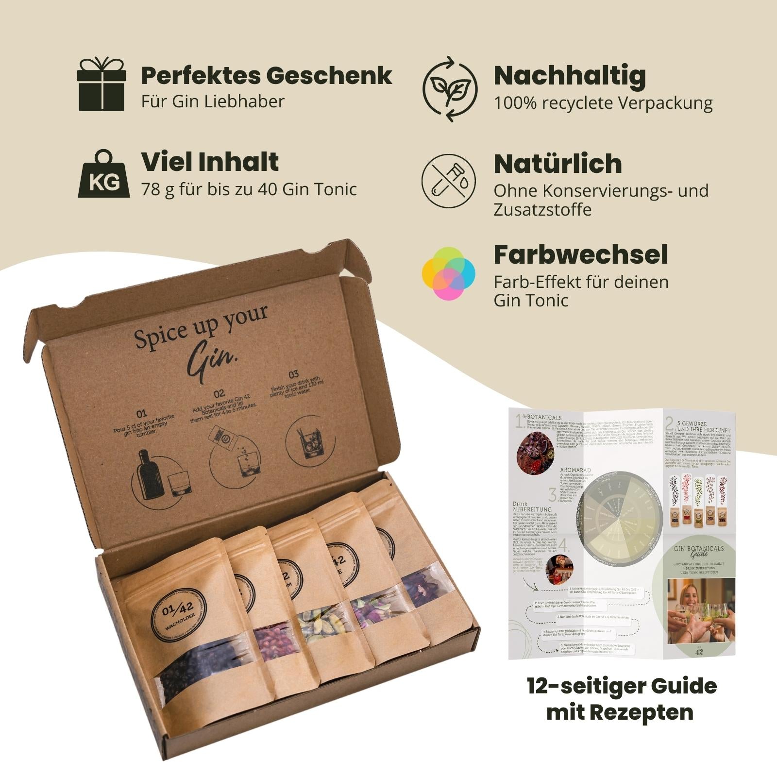 Épices à gin - 5 plantes naturelles de gin dans un ensemble