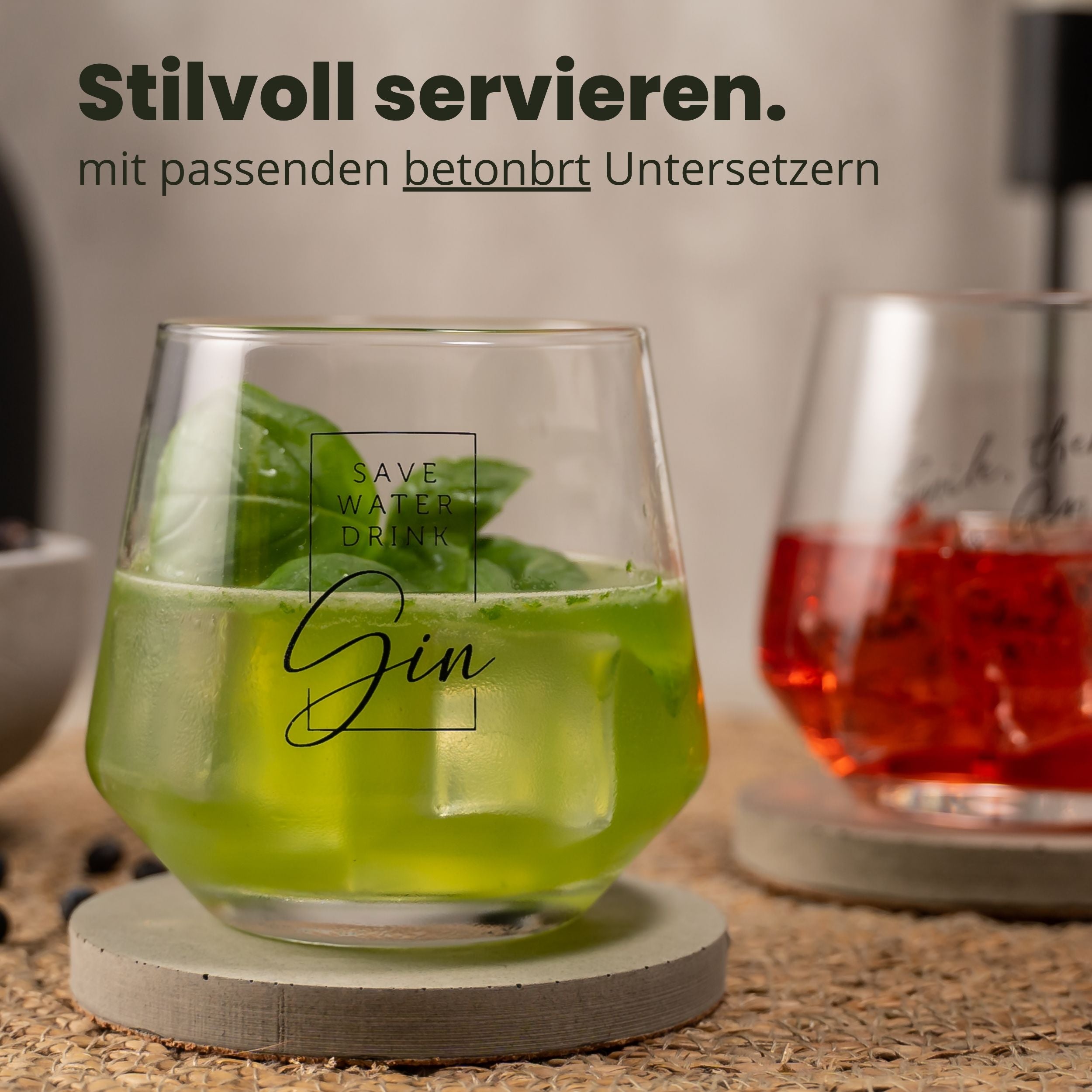 Gin Tonic Gläser - 2er Geschenkset mit Gin Sprüchen (2 x 400 ml)