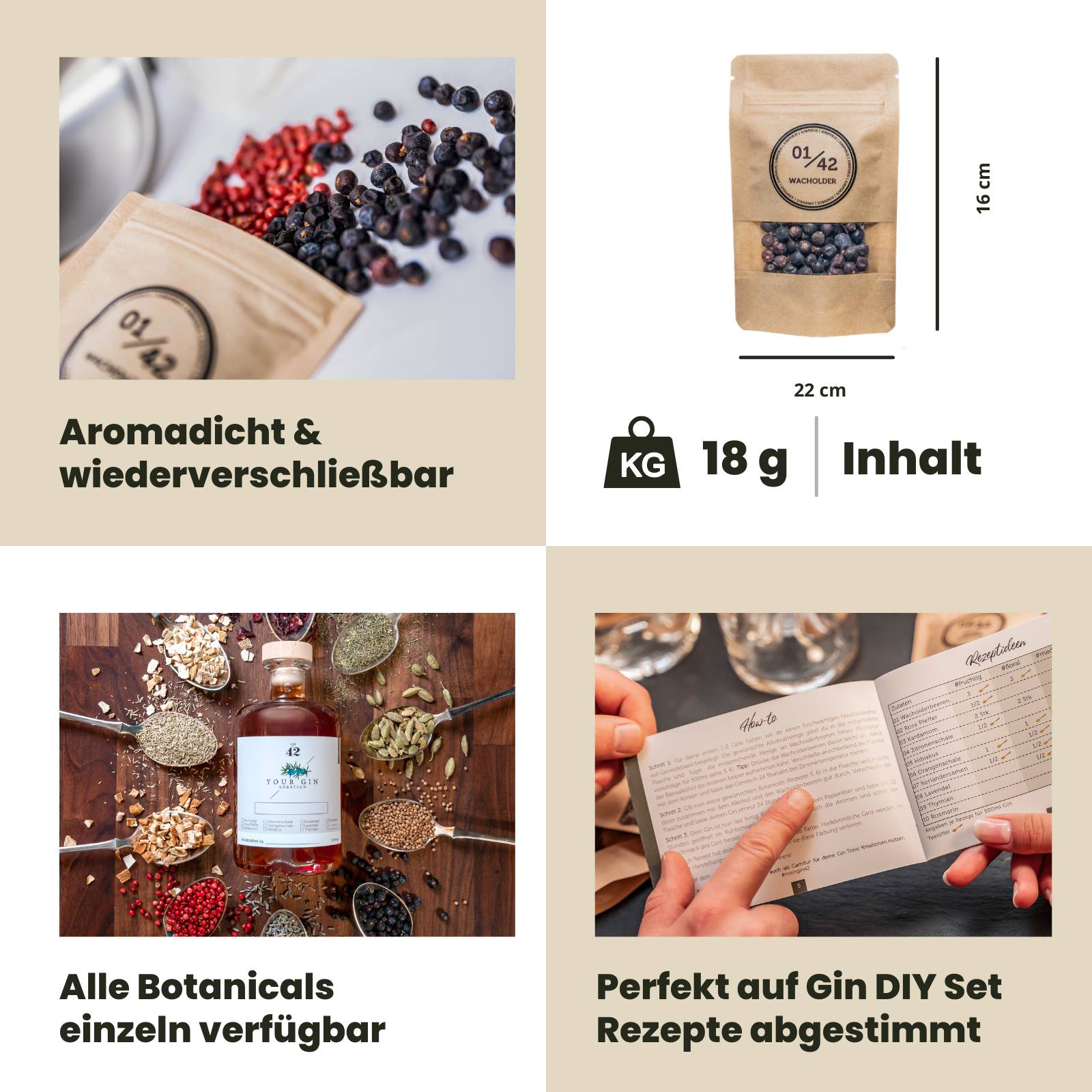 01/42 Confezione di ricarica Bacche di ginepro 18 g – Set botanico premium per il fai da te