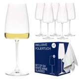 MOMENT WHITE – 6er Set Weißweingläser (420 ml) inkl. Poliertuch