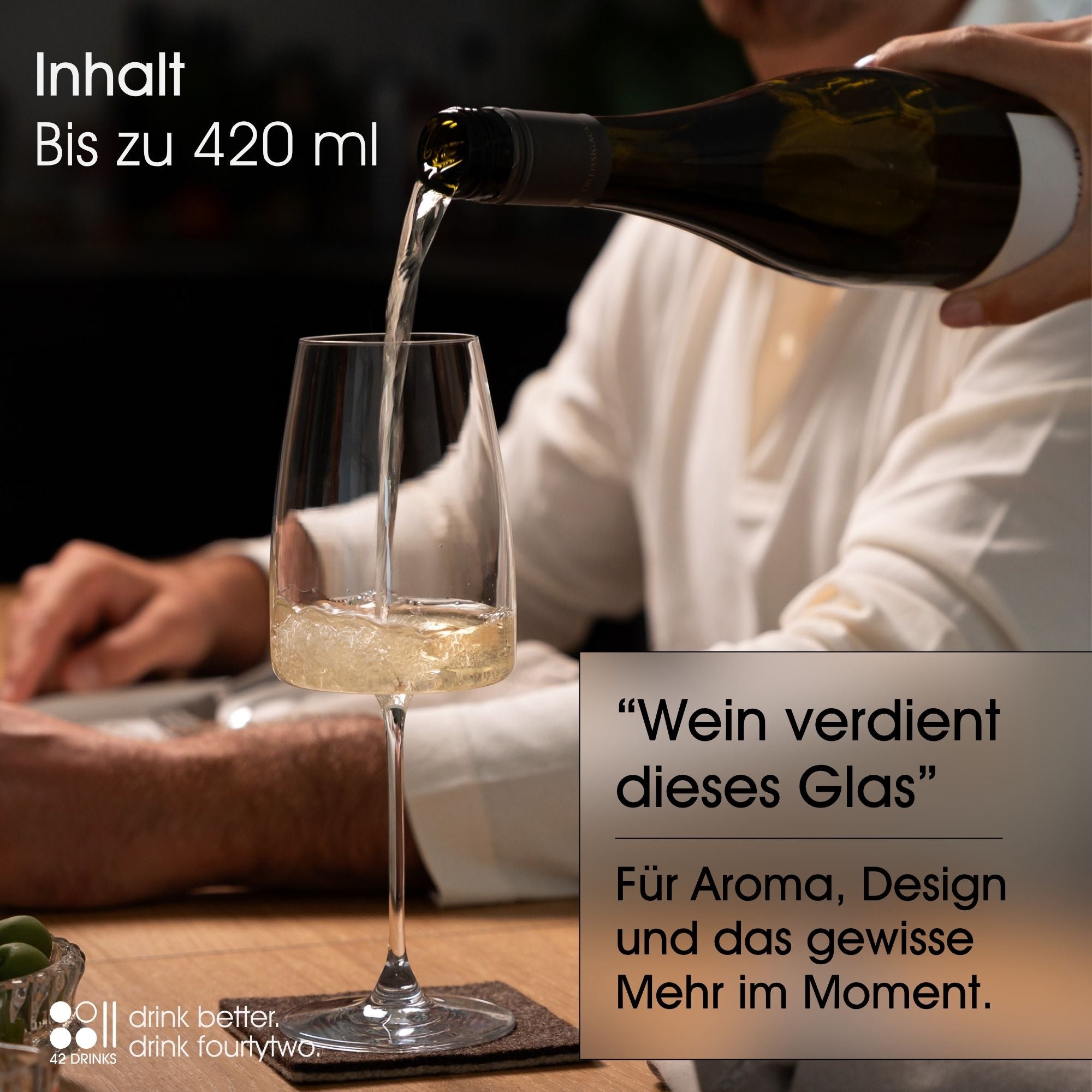 MOMENT WHITE – 6er Set Weißweingläser (420 ml) inkl. Poliertuch