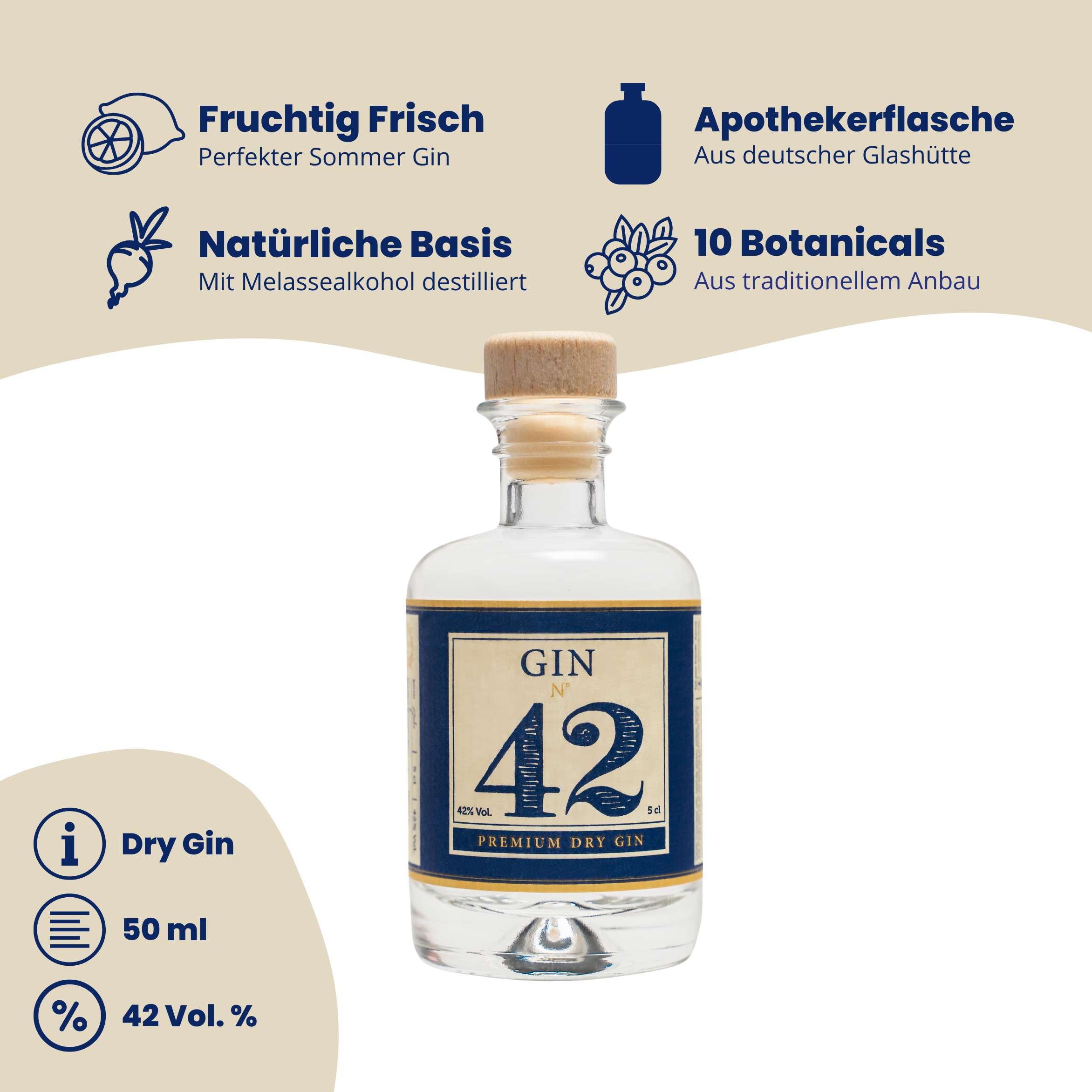 Gin 42 Mini Premium Dry Gin 42 % Vol. 0,05 l