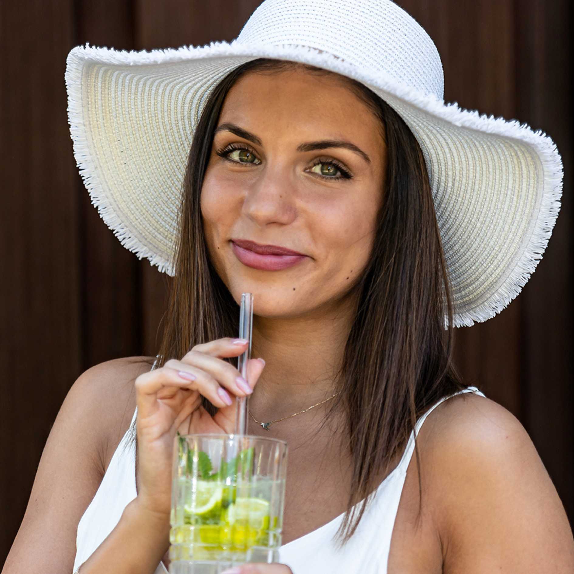 Nÿ Straw - Set di 8 cannucce di vetro (20 cm di cannuccia) - Con spazzola per la pulizia e supporto in legno