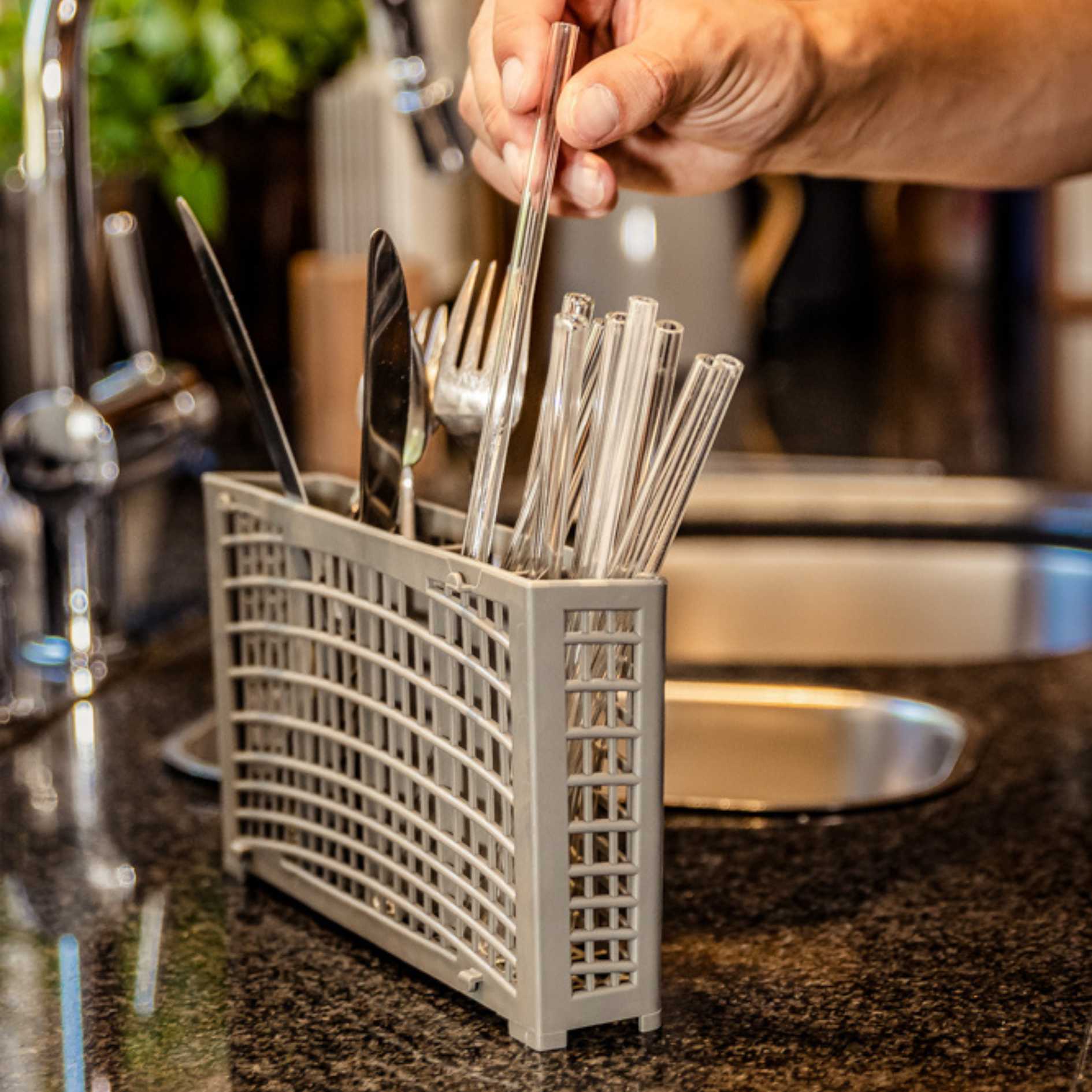 Nÿ Straw - Set di 8 cannucce di vetro (20 cm di cannuccia) - Con spazzola per la pulizia e supporto in legno