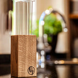 Nÿ Straw - Glas Strohhalme 8er Set (20 cm Strohhalm) - Mit Reinigungsbürste und Holzhalterung