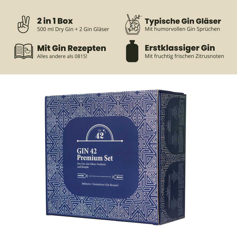Verres à Gin Tonic - coffret cadeau de 2 avec dictons sur le gin (2 x – Gin  42