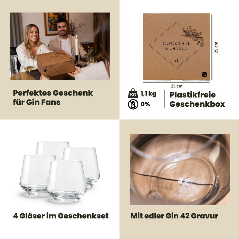 Gin Gläser - 4er Geschenkset - 4 x 400 ml