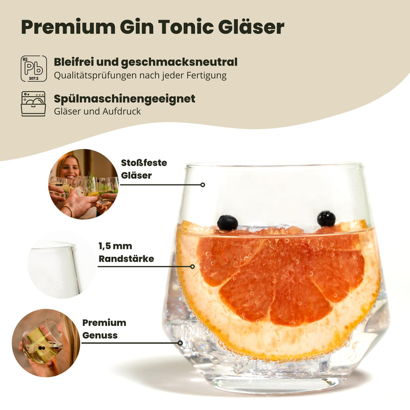 Gin Gläser - 4er Geschenkset - 4 x 400 ml – Gin 42