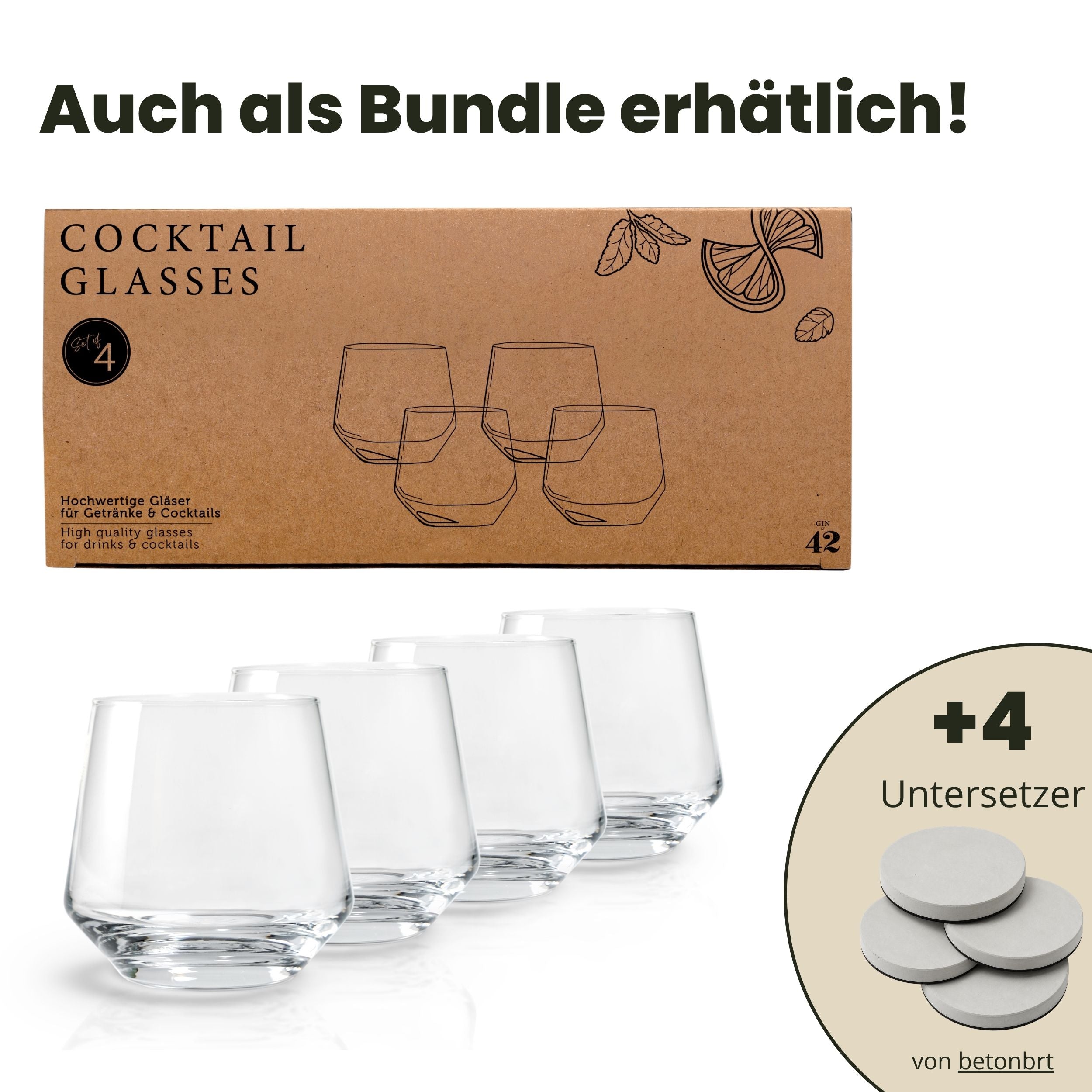 Gin Gläser - 4er Geschenkset - 4 x 400 ml