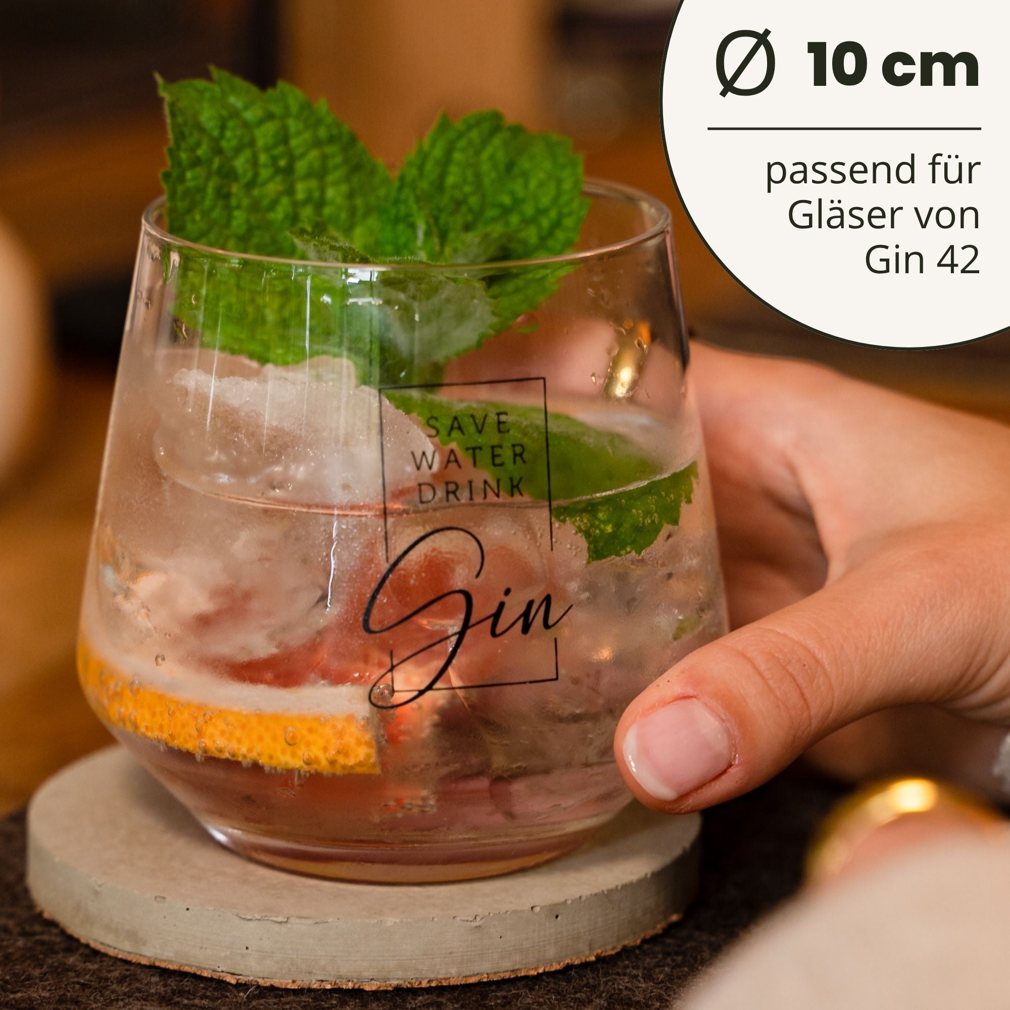 Beton-Untersetzer - passend für Gin 42 Gläser
