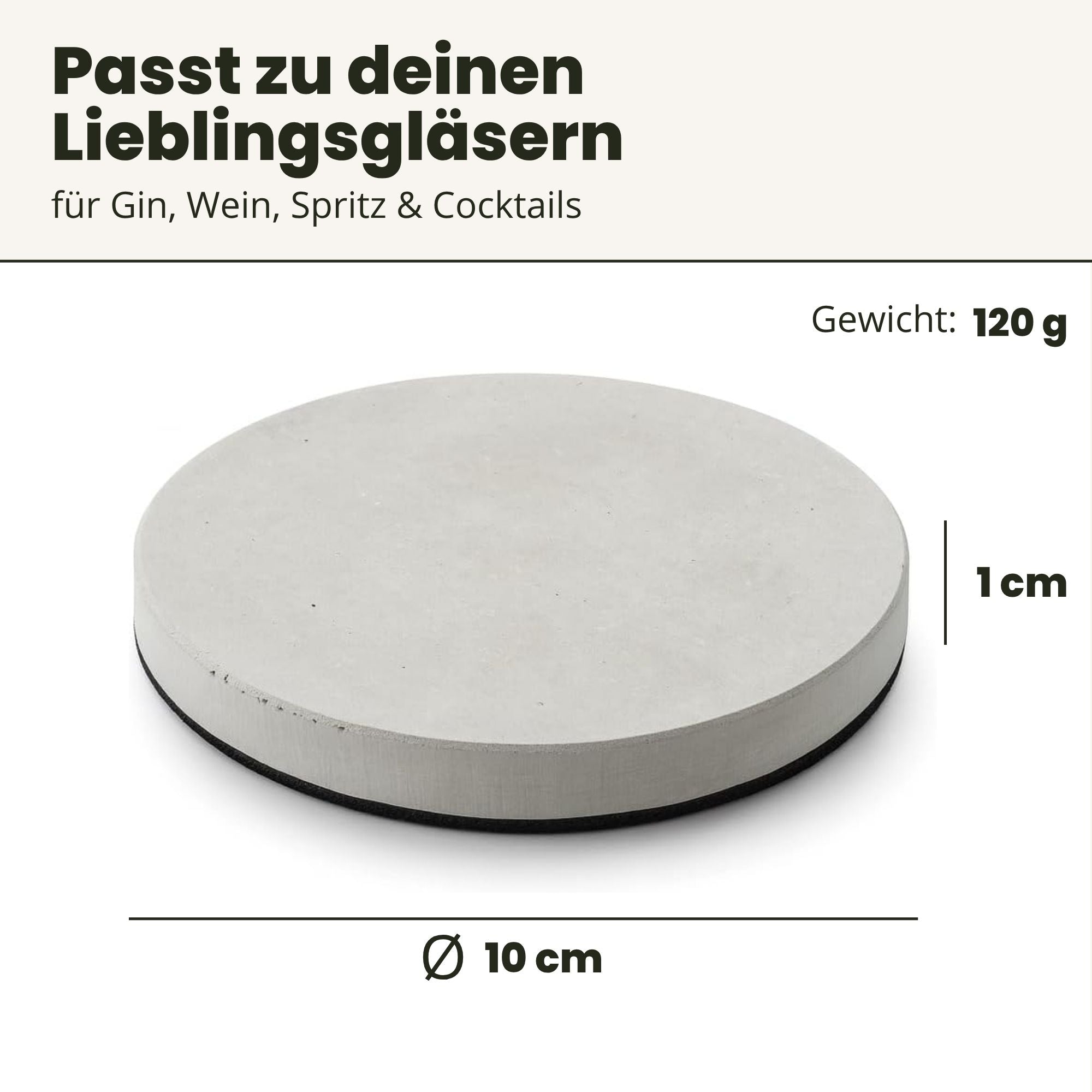 Beton-Untersetzer - passend für Gin 42 Gläser