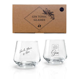 Verres à Gin Tonic - coffret cadeau de 2 avec dictons sur le gin (2 x 400 ml)
