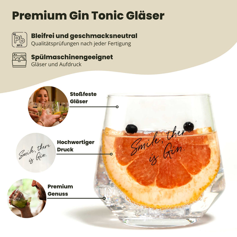 Bicchieri Gin Tonic - set regalo da 2 con scritte gin (2 x 400 ml)