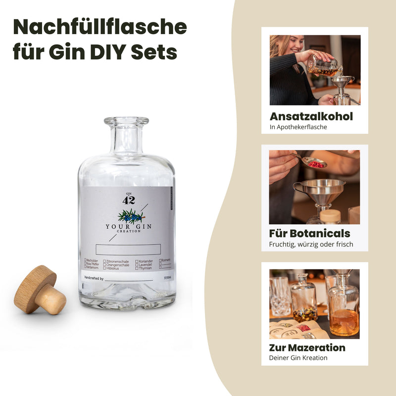 Refill-Flasche Gin DIY Set - 500 ml Neutralalkohol 37,5 % Vol.